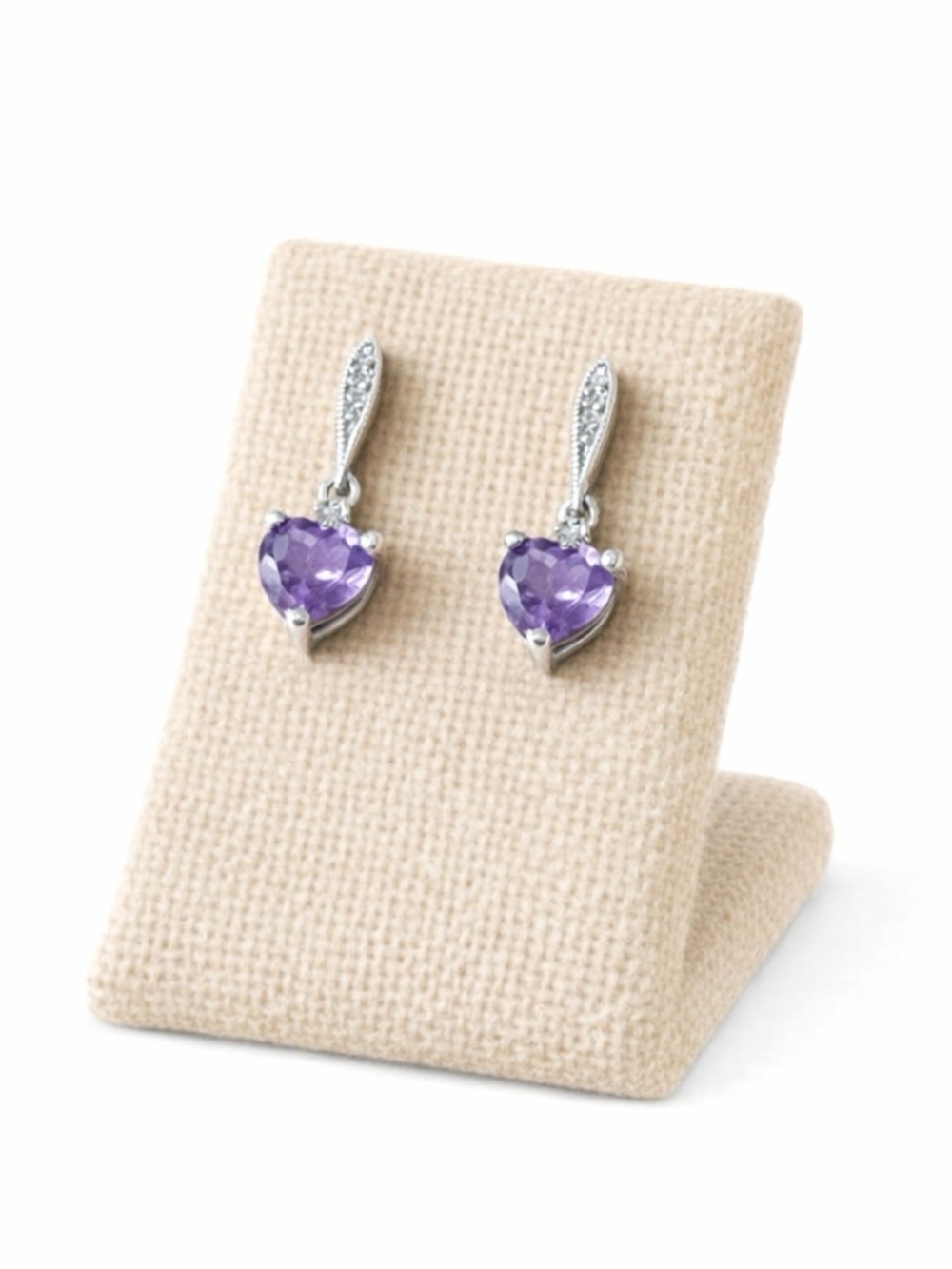 Amethyst & Silver Heart Earrings